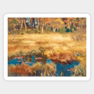 Autumn Landscape with Fox by Bruno Liljefors Sticker